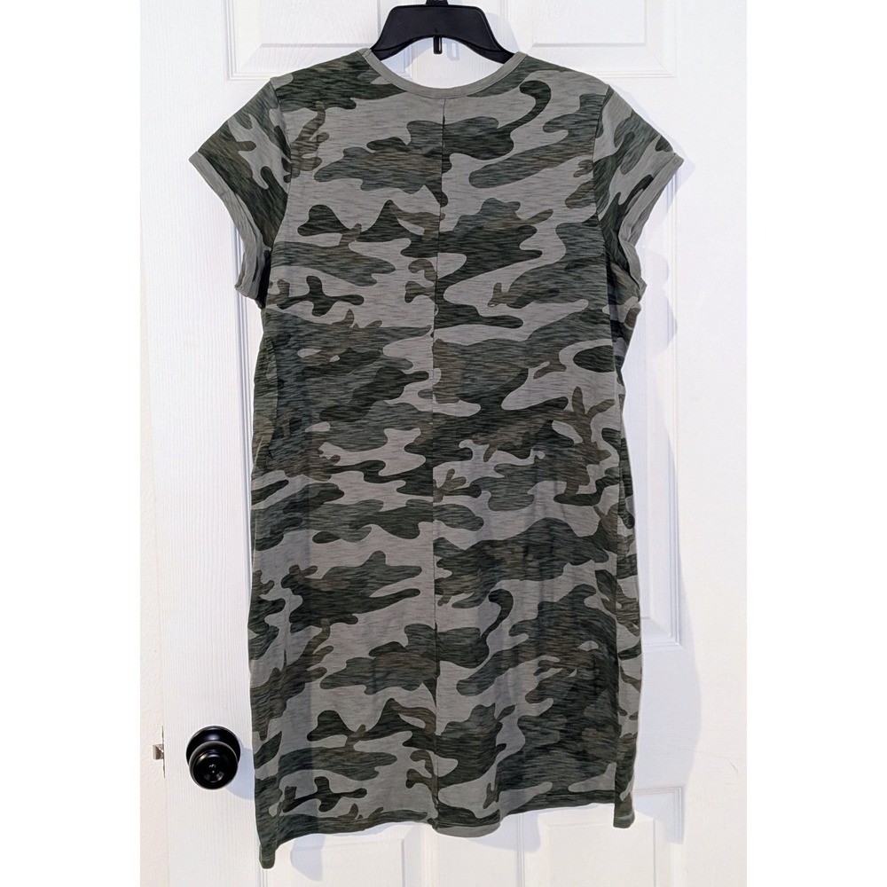 GAP Women XL Green Camouflage Short Sleeve Cotton Slub T-Shirt Shift Dress NWOT - Picture 4 of 8
